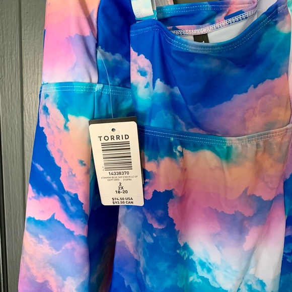 NWOT Torrid MULTI SKY LATTICE WIRELESS TANKINI TOP - Picture 4 of 9